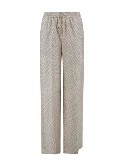 Herno Trousers With Hanging Hook Print In Neutrals
