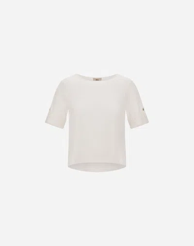 Herno T-shirt Aus Crispy Cotton In Neutral