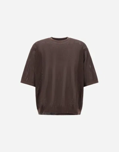 Herno T-shirt In Fresh Cotton In Brown