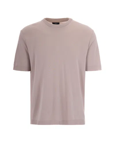 Herno T-shirt Knit Effect Grigio Perla In Pink