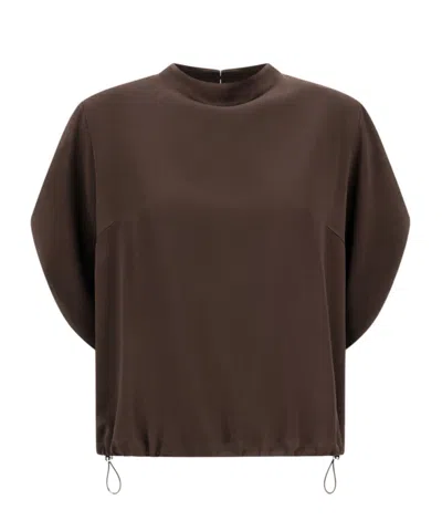 Herno T-shirts  Tops Satin Resort Top In Brown