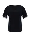 Herno Tulle-insert Cotton T-shirt In Black