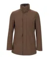Herno Carcoat In Woolen Melange Twill In Brown