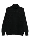Herno Turtleneck Glitter-knit Sweater In Black