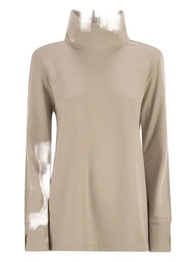 Herno Turtleneck Logo-detail Sweater In Brown