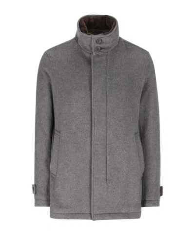 Herno Turtleneck Long Sleeve Jacket In Grey
