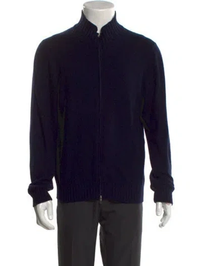 Pre-owned Herno Turtleneck Long Sleeve Polo Sweater In Blue