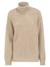 Herno Women Wool And Alpaca Turtleneck Jumper In Brown