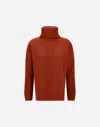Herno Turtleneck Sweater In 100% Wool In Orange
