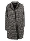 Herno Tweed Midi Coat In Black