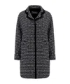 Herno Tweed Midi Coat In Black