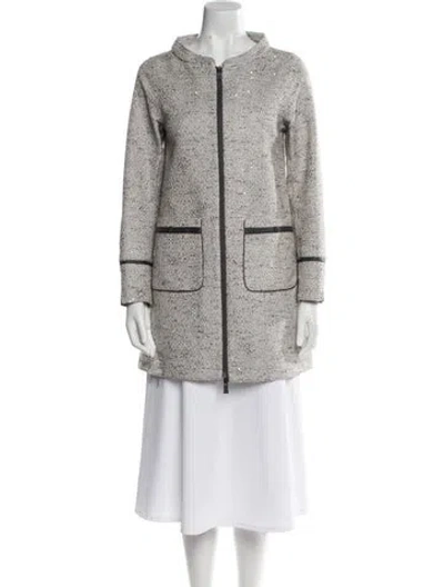 Pre-owned Herno Tweed Pattern Coat In Gray