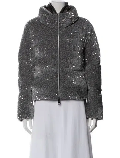 Pre-owned Herno Tweed Pattern Coat In Gray