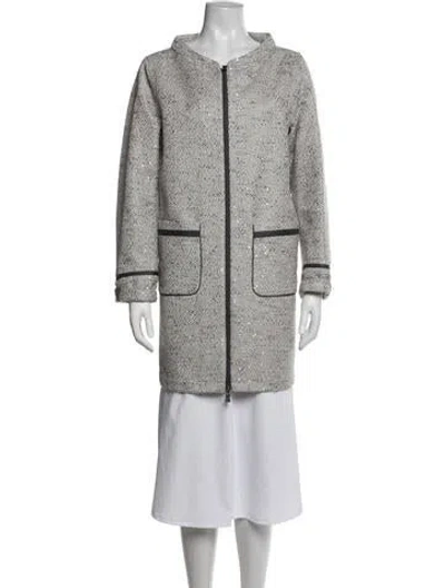 Pre-owned Herno Tweed Pattern Coat In Grey