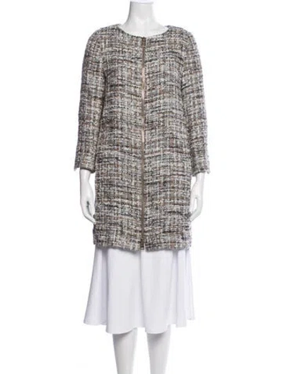 Pre-owned Herno Tweed Pattern Coat In Grey/metallic