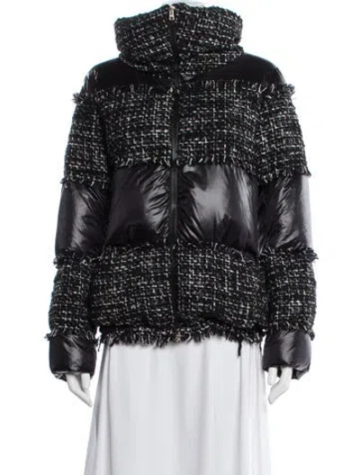 Pre-owned Herno Tweed Pattern Down Jacket In Black