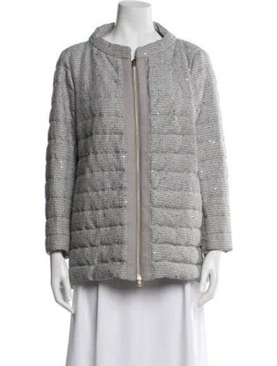 Pre-owned Herno Tweed Pattern Down Jacket In Gray