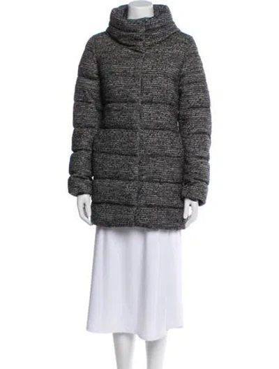 Pre-owned Herno Tweed Pattern Faux Fur Coat In Gray