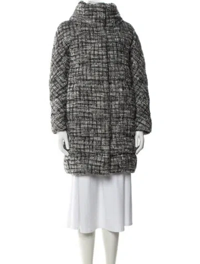 Pre-owned Herno Tweed Pattern Faux Fur Coat In Gray