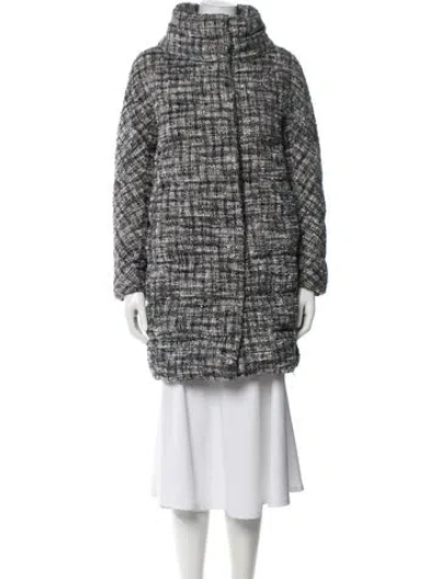 Pre-owned Herno Tweed Pattern Faux Fur Coat In White