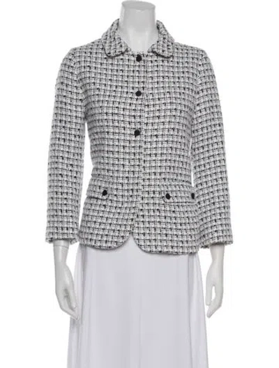 Pre-owned Herno Tweed Pattern Jacket In White