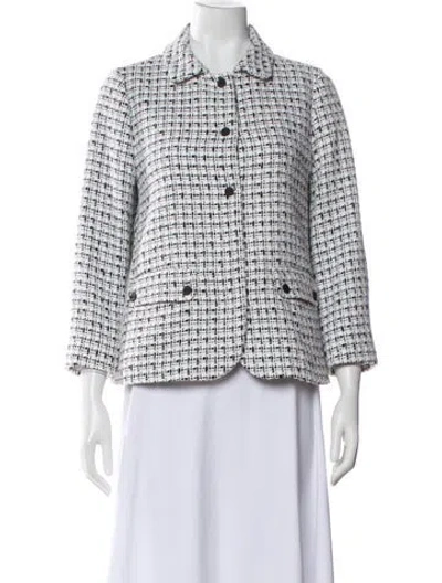 Pre-owned Herno Tweed Printed Evening Jacket In White