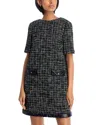 Herno Tweed Shift Dress In Black