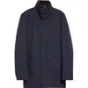 Herno Twill Car Coat With Removable Faux Fur Lining In Blue