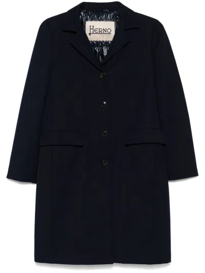 Herno Twill Coat In 9200 Blu Navy