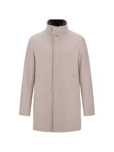 Herno Twill-combed Trench Coat In Neutral