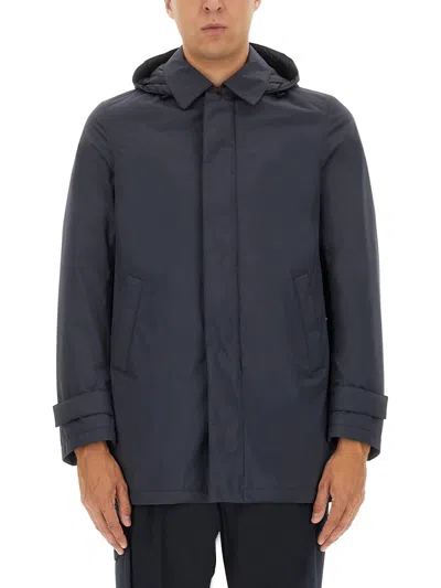 Herno Two-layer Windstopper Long Parka In Blue