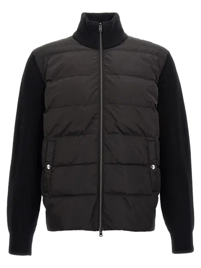 Herno Two-material Puffer Jacket In Black