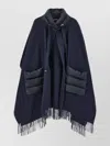 Herno Two-tone Fringe Hem Poncho Drawstring