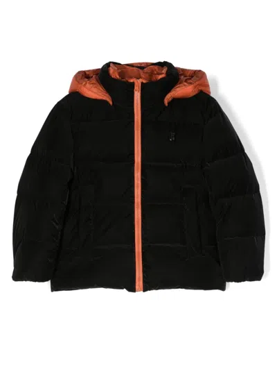 Herno Kids' Two-tone Hooded Padded Coat In Black