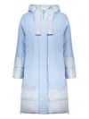 Herno Two-tone Hooded Puffer Jacket In Blue