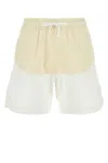 Herno Two-tone Stretch Cotton Blend And Nylon Shorts In Bianco