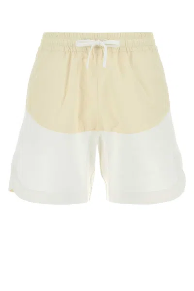 Herno Two-tone Stretch Cotton Blend And Nylon Shorts In Multi