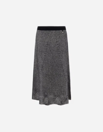 Herno Two-tone Vanis� Wool Skirt In Animal Print