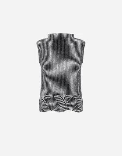 Herno Two-tone Vanis� Wool Vest In Black