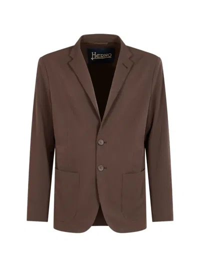 Herno Two-button Jacket In Brown