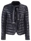 Herno Ultra Light Down Jacket With Bow Neckline In Blue