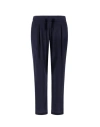 Herno Ultra-lightweight Blue Trousers With Adjustable Waistband In Brown