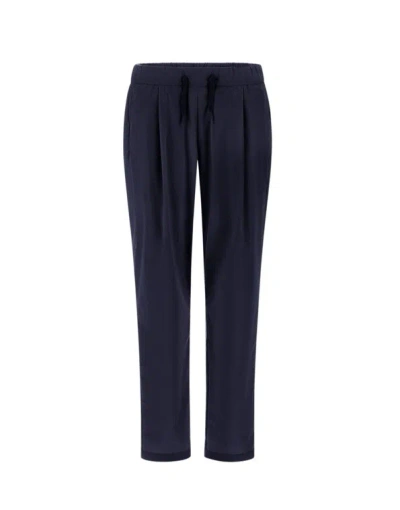Herno Ultra-lightweight Blue Trousers With Adjustable Waistband In Brown