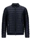 Herno Quilted Band-collar Bomber Jacket In Blue