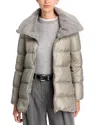 Herno Ultralight Down High Low Mid Length Coat In Gray