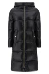 Herno Long Quilted Down Jacket With Hood And Buttons In Black