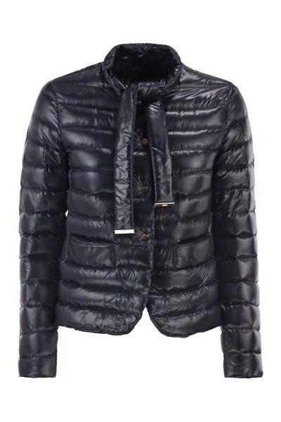 HERNO HERNO ULTRA-LIGHT DOWN JACKET WITH BOW NECKLINE