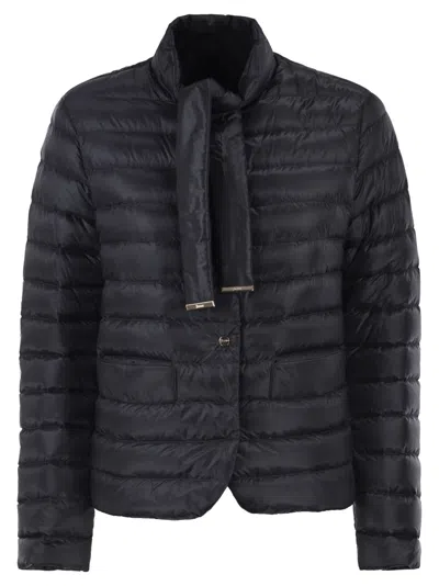 HERNO HERNO ULTRA-LIGHT DOWN JACKET WITH BOW NECKLINE