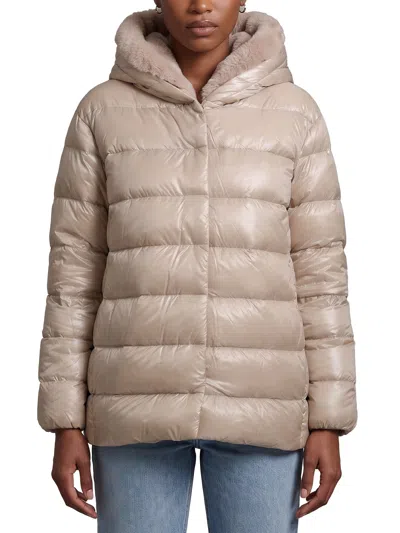 Herno Ultralight Down Jacket With Faux Fur In Neutral