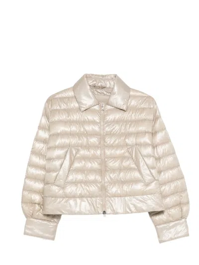 Herno Ultralight Down Jacket With Shirt Collar And Buttoned Cuffs In Gold